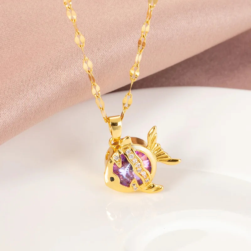 Collier Poisson Crystal d'Or