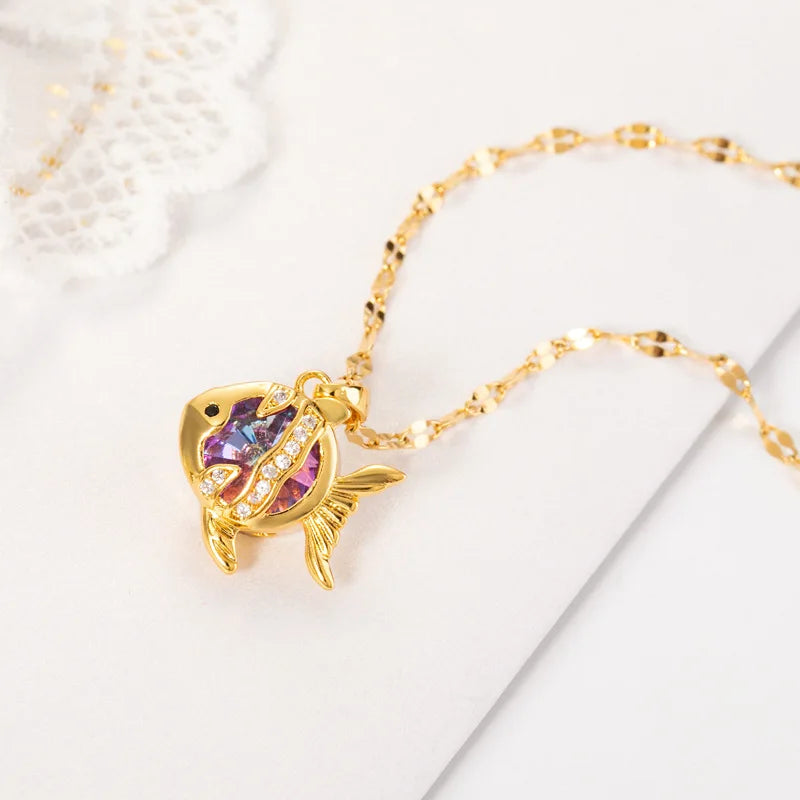 Collier Poisson Crystal d'Or