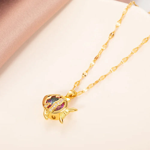 Collier Poisson Crystal d'Or